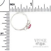 Solitaire Pink Tourmaline Diamond Accented 14k White Gold Ring Scale View