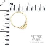 Milgrain Bezeled Emerald Diamond Accented 14k Gold Ring Scale View