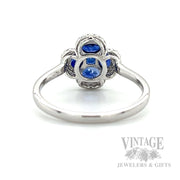 Clover Halo Blue Sapphire Diamond Accented 14k White Gold Ring Back/Interior View