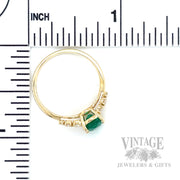 Solitaire Emerald Diamond Accented 14k Gold Ring Scale View