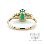 Solitaire Emerald Diamond Accented 14k Gold Ring Interior/Back View