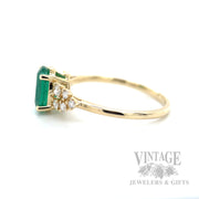 Solitaire Emerald Diamond Accented 14k Gold Ring Side View