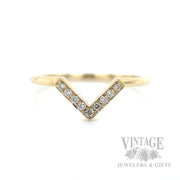 Diamond Accented Chevron 14k Gold Ring Detailed View