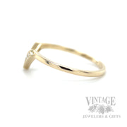 Diamond Accented Chevron 14k Gold Ring Scale View