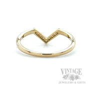Diamond Accented Chevron 14k Gold Ring Back/Interior View