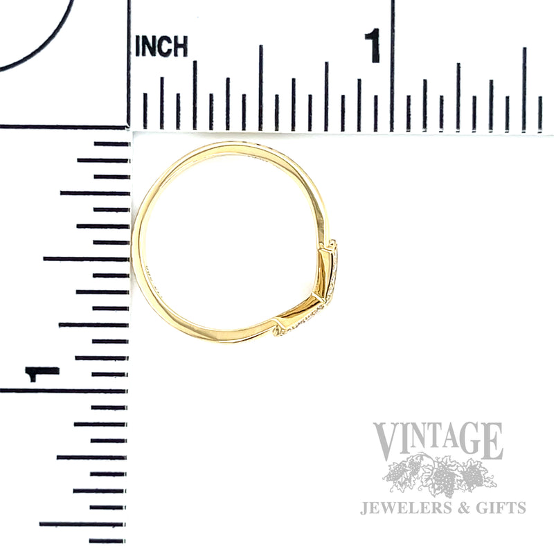 Diamond Accented Chevron 14k Gold Ring Scale View