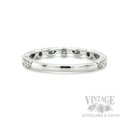 Half Moon Bezeled Diamonds Stackable 14k White Gold Band Back/Interior