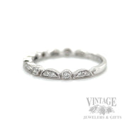 Half Moon Bezeled Diamonds Stackable 14k White Gold Band Side View