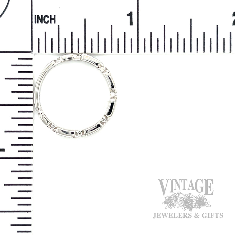 Milgrain Hexagonal Bezel Diamond Accented 14k White Gold Ring