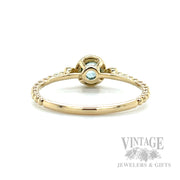 Beaded Blue Zircon Diamond Accented 14k Gold Ring Back/Interior View
