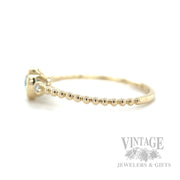 Beaded Blue Zircon Diamond Accented 14k Gold Ring Side View