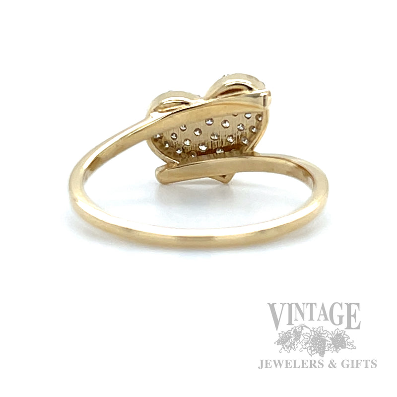 Pave´ Diamond Heart 14k Gold Ring Back/Interior View