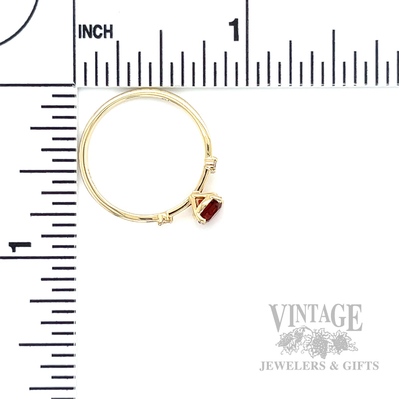 Solitaire Citrine Diamond Accented 14k Gold Ring Scale View