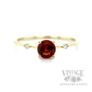 Solitaire Citrine Diamond Accented 14k Gold Ring Front View