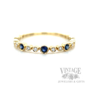 Bubble Blue Sapphire Diamond Accented 14k Gold Ring Detailed View