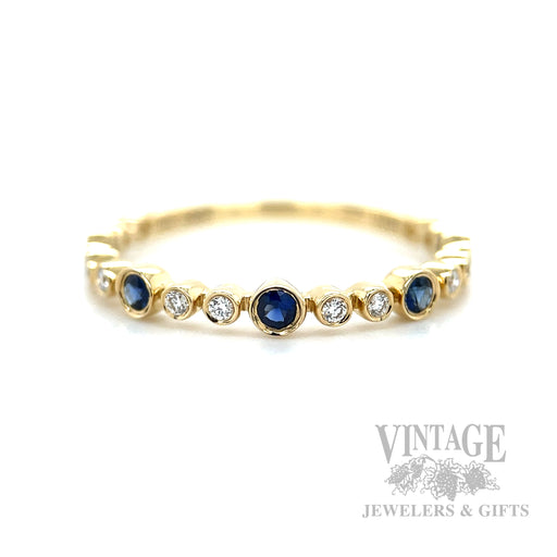 Bubble Blue Sapphire Diamond Accented 14k Gold Ring Detailed View