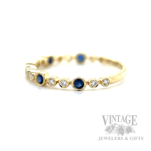 Bubble Blue Sapphire Diamond Accented 14k Gold Ring Side View
