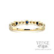 Bubble Blue Sapphire Diamond Accented 14k Gold Ring Back/Interior View