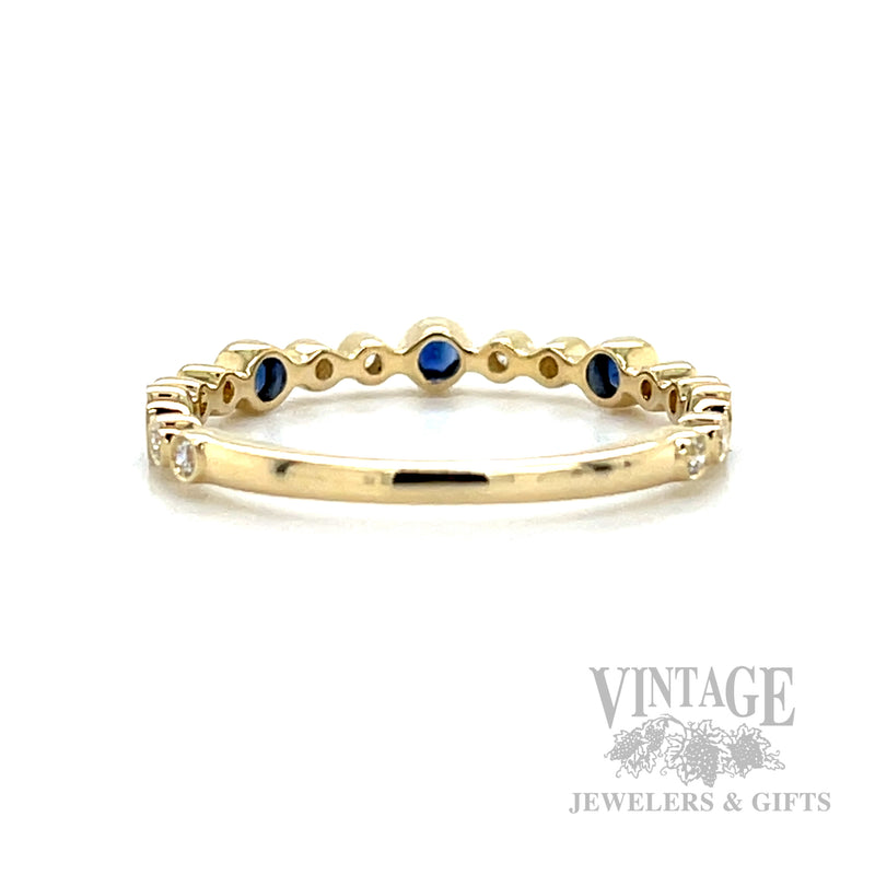 Bubble Blue Sapphire Diamond Accented 14k Gold Ring Back/Interior View