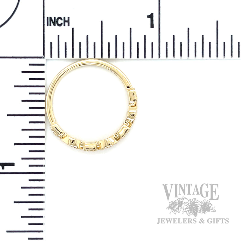 Milgrain Mixed Cut Diamond Accented 14k Gold Ring Scale View