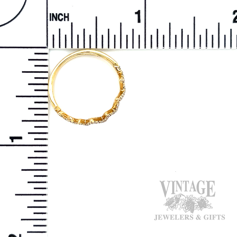 Zig Zig Diamond Accented 14k Gold Ring Scale View