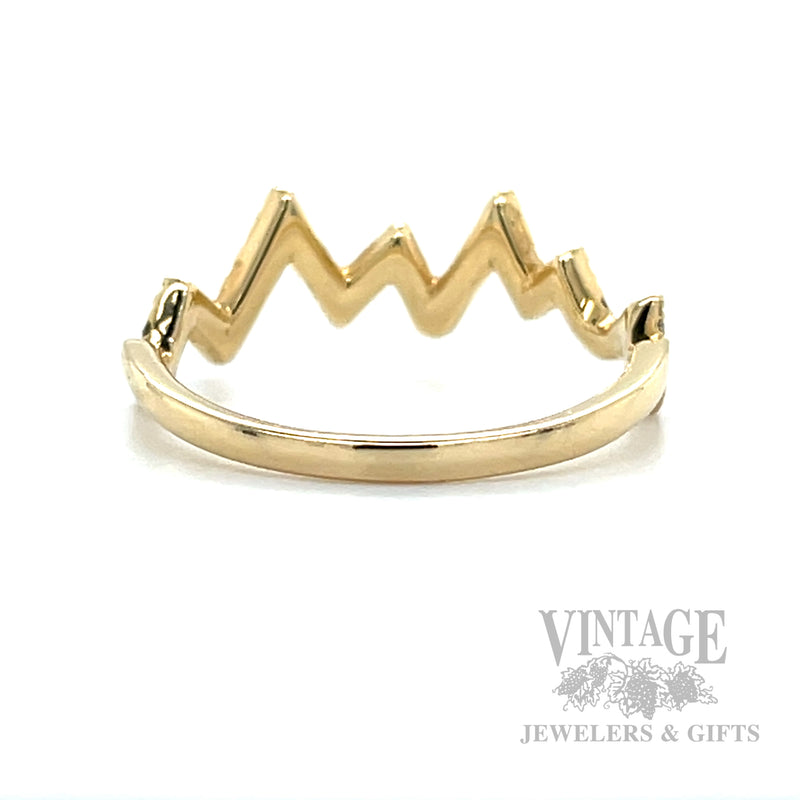 Zig Zig Diamond Accented 14k Gold Ring Back/Interior View
