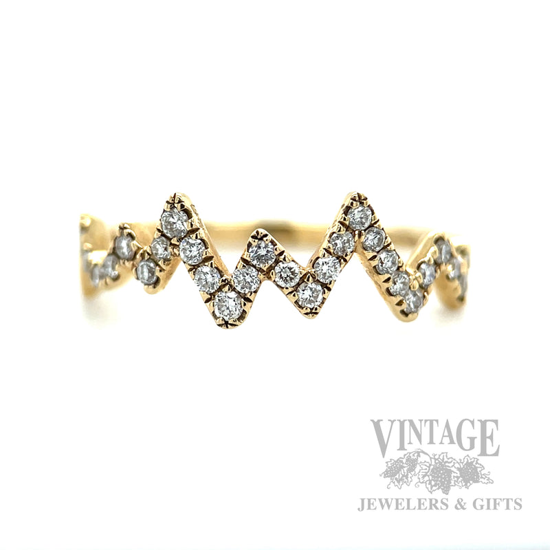 Zig Zig Diamond Accented 14k Gold Ring Detailed View