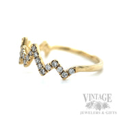Zig Zig Diamond Accented 14k Gold Ring Side View