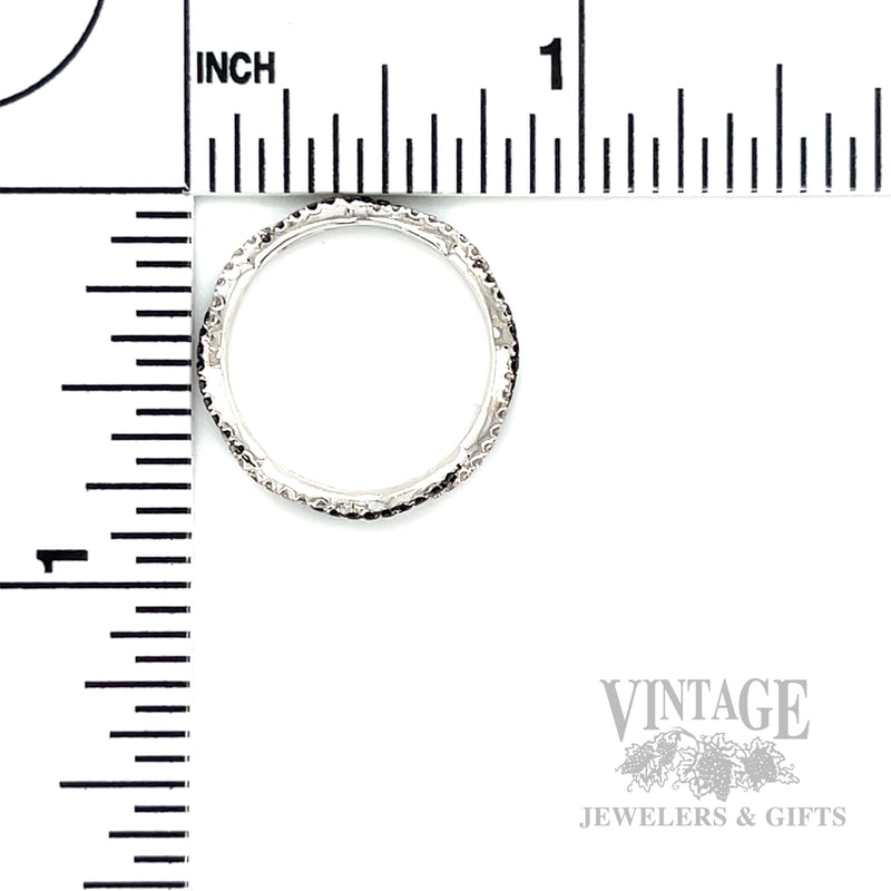 Twisted Black and White Diamond 18k White Gold Ring Scale View