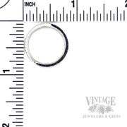Blue Sapphire Diamond Line 18k White Gold Ring Scale View
