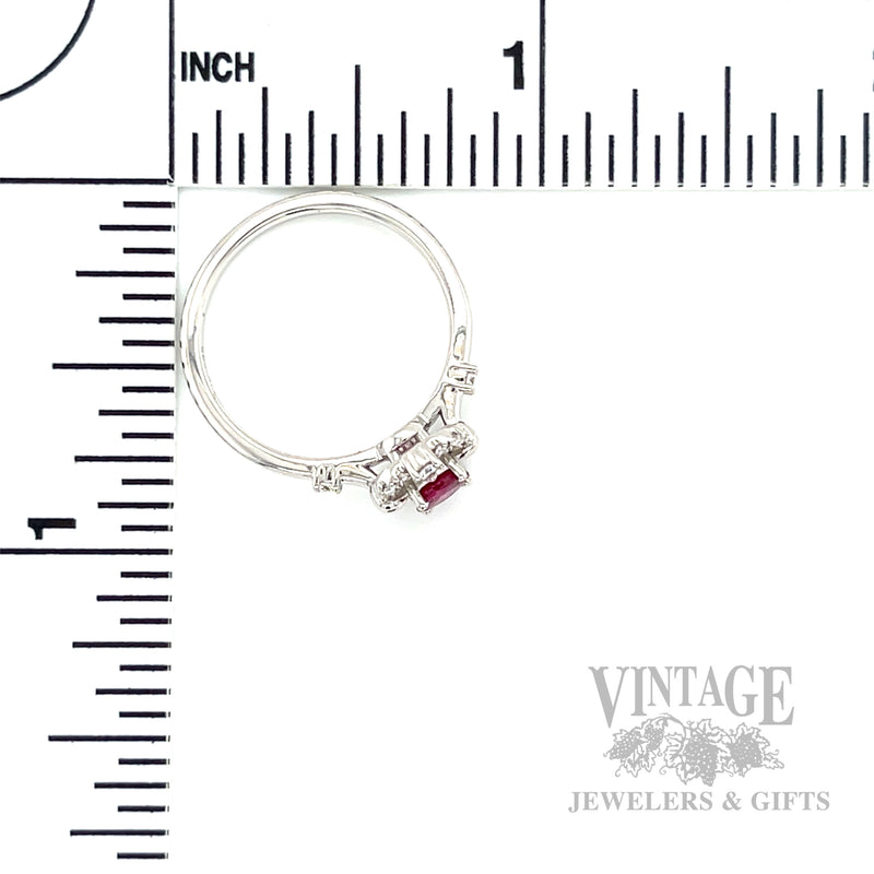 Clover Halo Ruby Diamond Accented 14k White Gold Ring