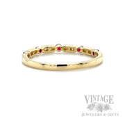 Ruby and Diamond Accented 14k Gold Milgrain Ring Back/Interior View