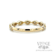 Twisted Marquise Shaped Diamond Accented 14k Gold Ring Back/Interior View