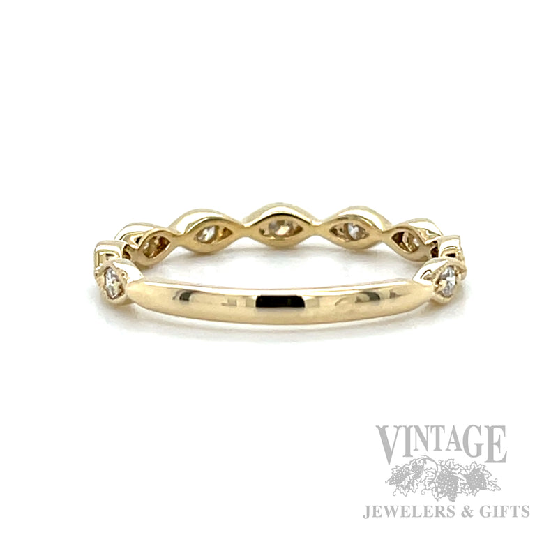 Twisted Marquise Shaped Diamond Accented 14k Gold Ring Back/Interior View