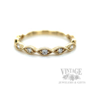 Twisted Marquise Shaped Diamond Accented 14k Gold Ring Detailed View