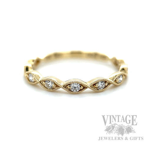 Twisted Marquise Shaped Diamond Accented 14k Gold Ring Detailed View
