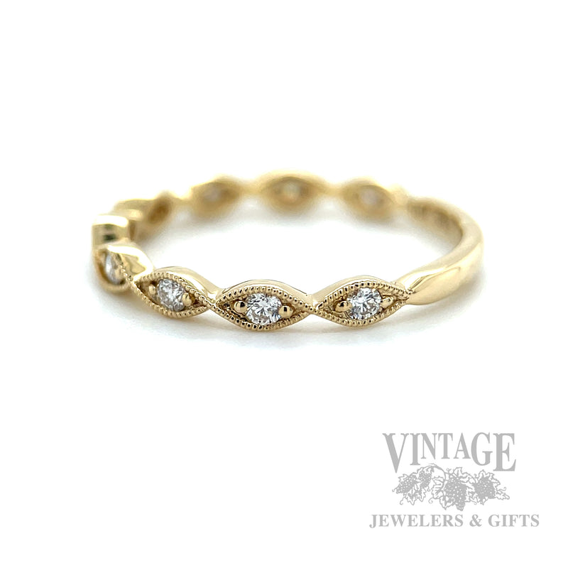 Twisted Marquise Shaped Diamond Accented 14k Gold Ring Side View