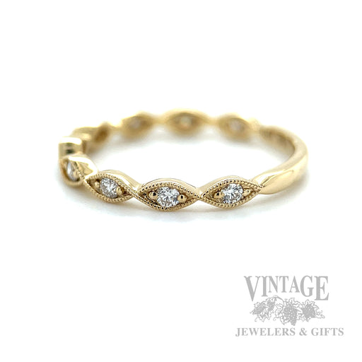 Twisted Marquise Shaped Diamond Accented 14k Gold Ring Side View