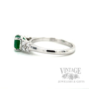 Solitaire Emerald Diamond Accented 14k White Gold Ring Side View