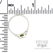 Bezeled Peridot Diamond Accented 14k White Gold Ring Scale View