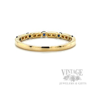 Blue Sapphire Diamond Accented 14k Gold Milgrain Ring Back/Interior View
