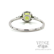 Bezeled Peridot Diamond Accented 14k White Gold Ring Back/Interior View