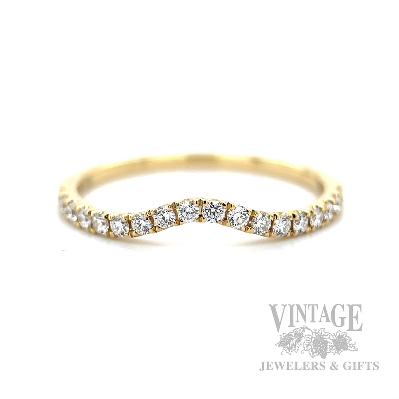 Diamond Accented 14k Gold Contour Band Detailed View