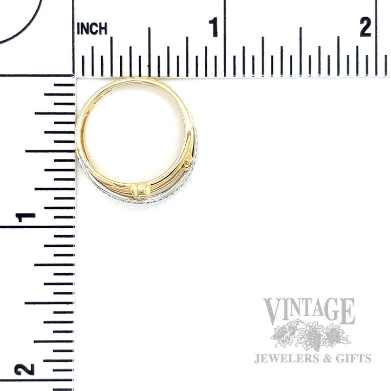 Asymmetrical Two-Tone Diamond Accented 14k Gold Ring Scale View