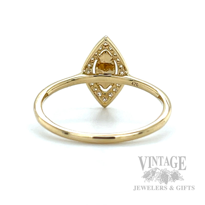 Maquise Opal Diamond Accented Halo 14k Gold Ring Back/Interior View