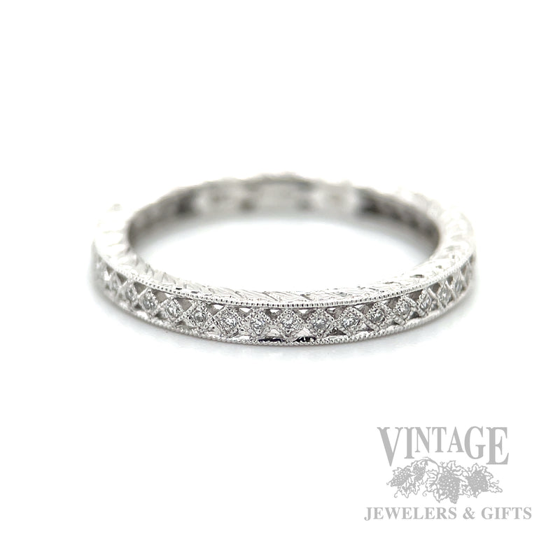 Pierced Diamond Accented Platinum Infinity Ring Detailed View