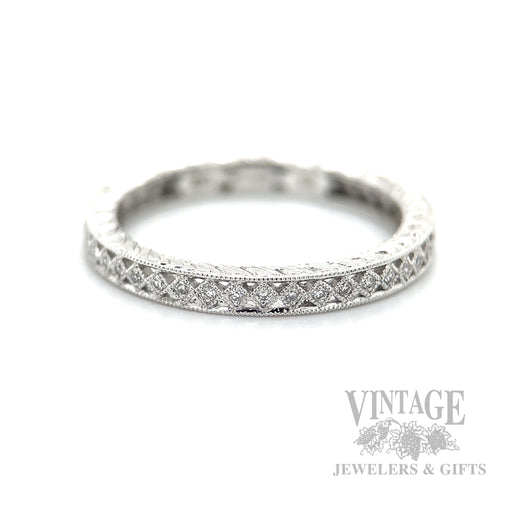 Pierced Diamond Accented Platinum Infinity Ring Detailed View