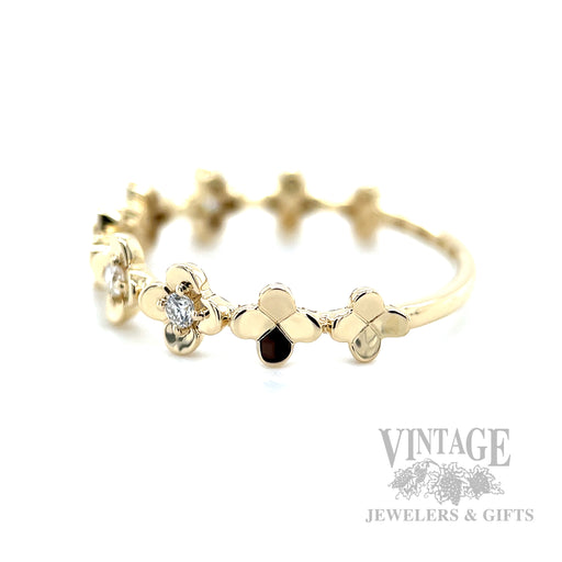 Flower Petal Diamond Accented 14k Gold Ring Side View