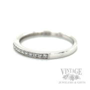 Milgrain Diamond Line 14k White Gold Ring Side View
