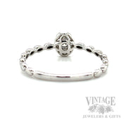 Beaded Diamond Cluster 14k White Gold Ring Back/Interior View